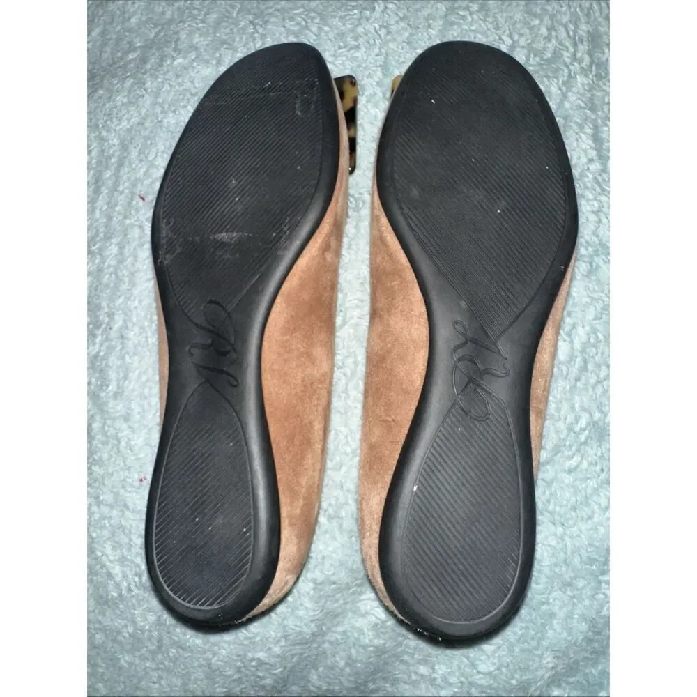 Roger Vivier Tan Suede Tortoiseshell Buckle Flats Size 35/US 5